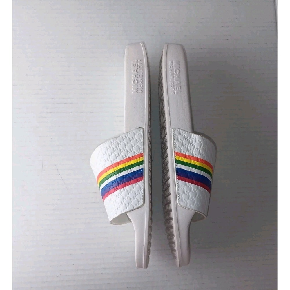 MICHAEL Michael Kors Women's Rainbow Pool Slides‎ Multicolor Slip On sz 10 - Picture 8 of 11